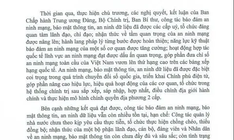 Chỉ thị của Ban Bí Thư về tăng cường bảo vệ an ninh mạng, bảo mật thông tin, an ninh dữ liệu trong hệ thống chính trị